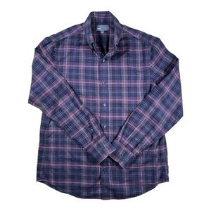 Vince Plaid Cotton Long-Sleeve Shirt Coastal Brickman Red Size Large